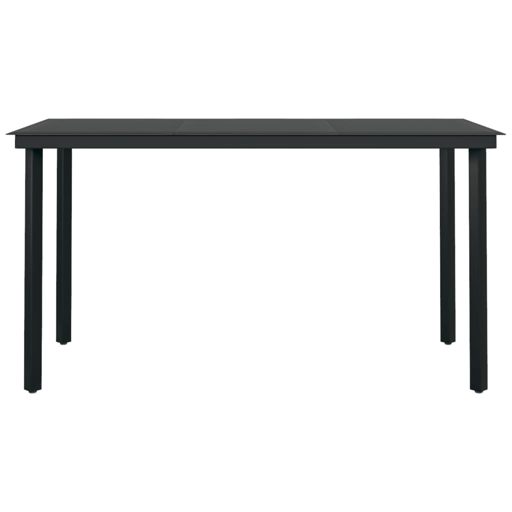 Tuintafel 140x70x74 cm staal en glas zwart