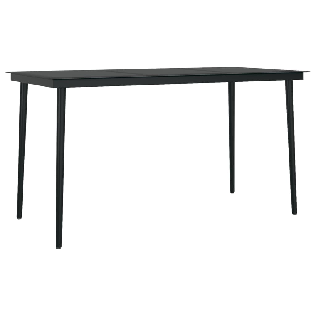 Tuintafel 140x70x74 cm staal en glas zwart