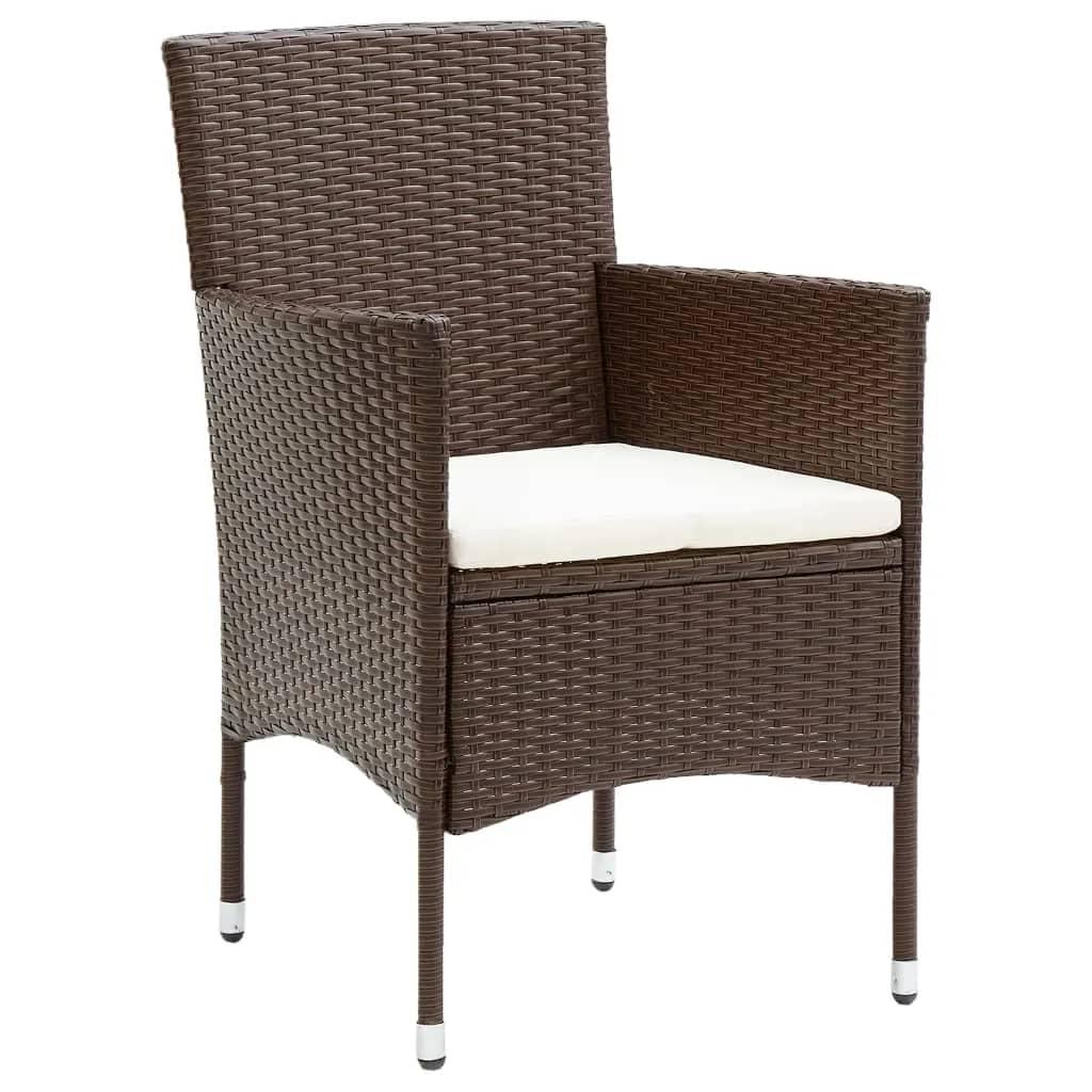 5-delige Bistroset poly rattan en gehard glas bruin