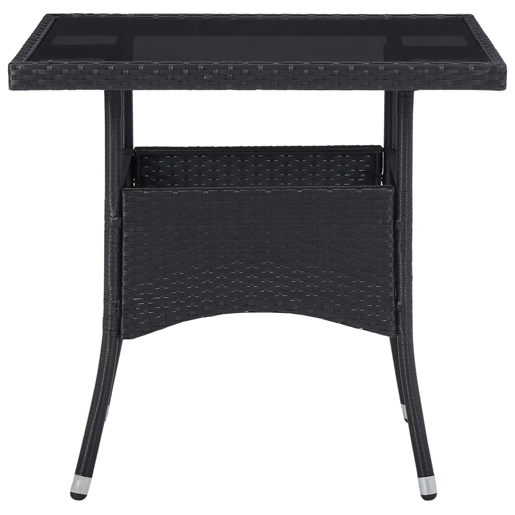5-delige Tuinset poly rattan en gehard glas zwart