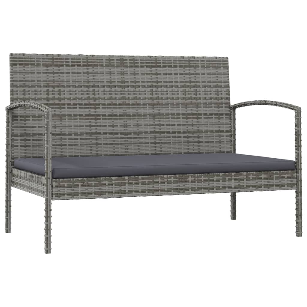16-delige Loungeset met kussens poly rattan grijs