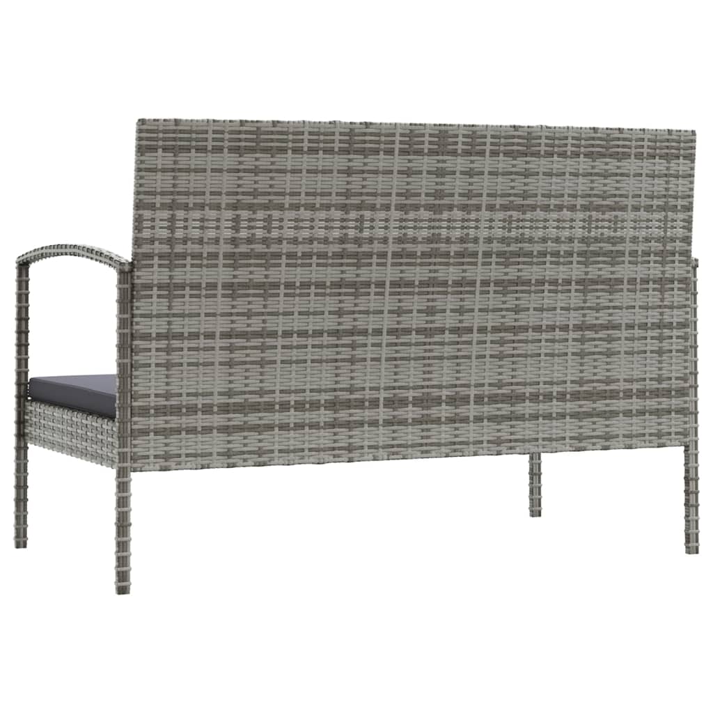 16-delige Loungeset met kussens poly rattan grijs