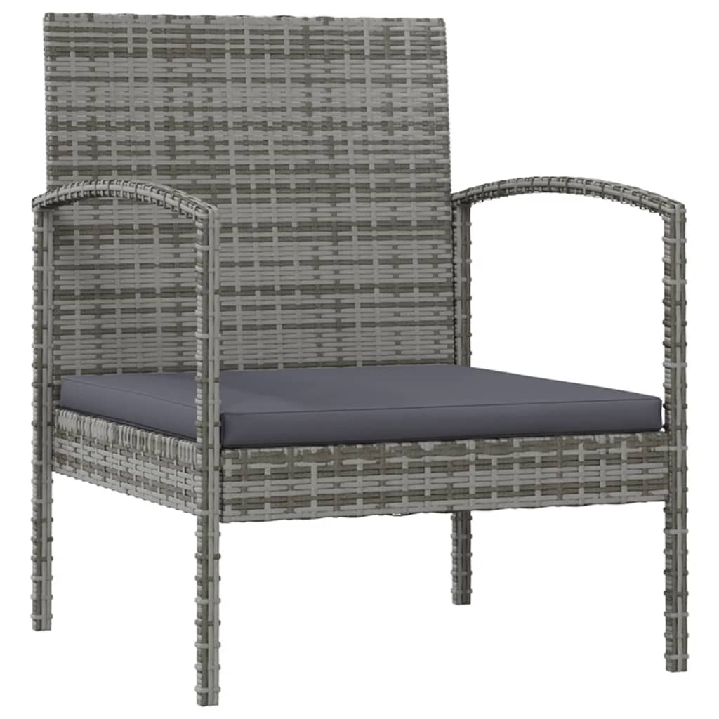 16-delige Loungeset met kussens poly rattan grijs