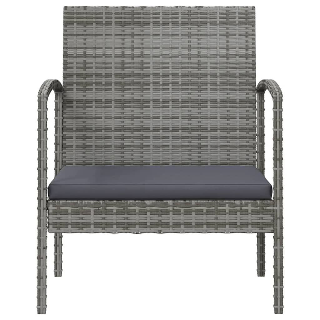 16-delige Loungeset met kussens poly rattan grijs