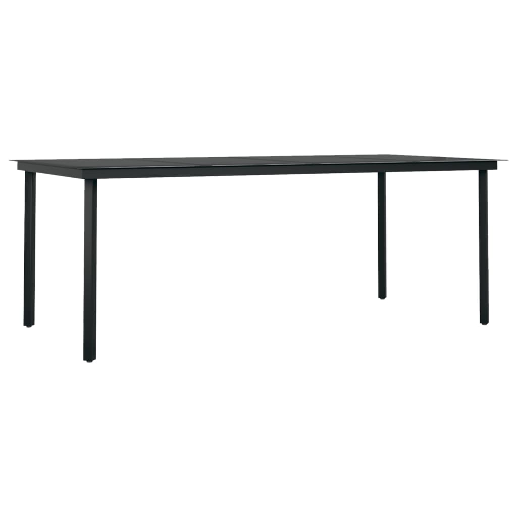 Tuintafel 200x100x74 cm staal en glas zwart
