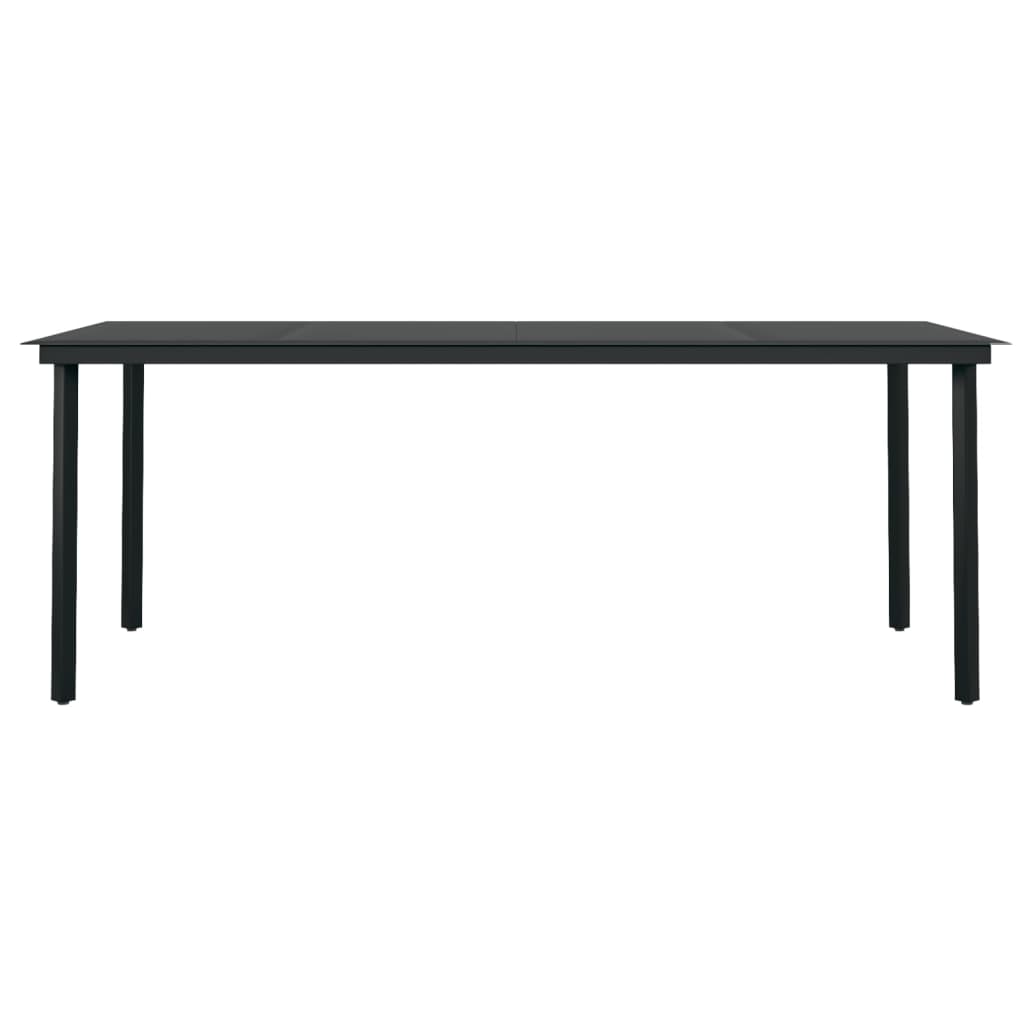 Tuintafel 200x100x74 cm staal en glas zwart