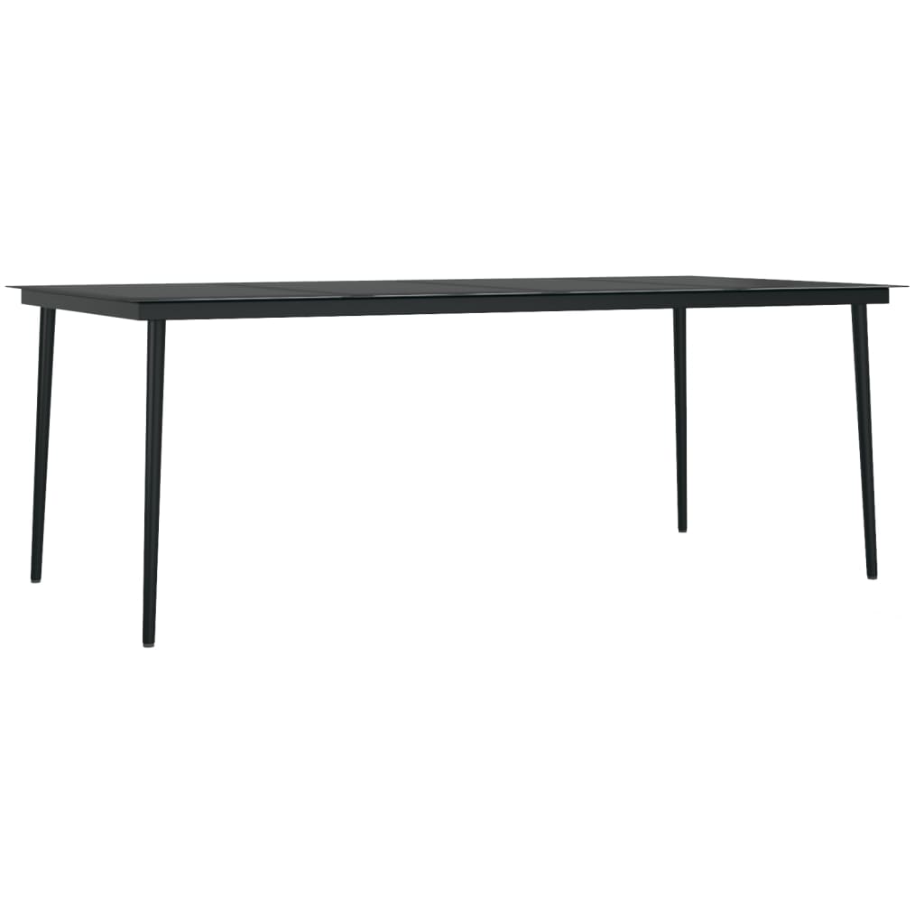 Tuintafel 200x100x74 cm staal en glas zwart
