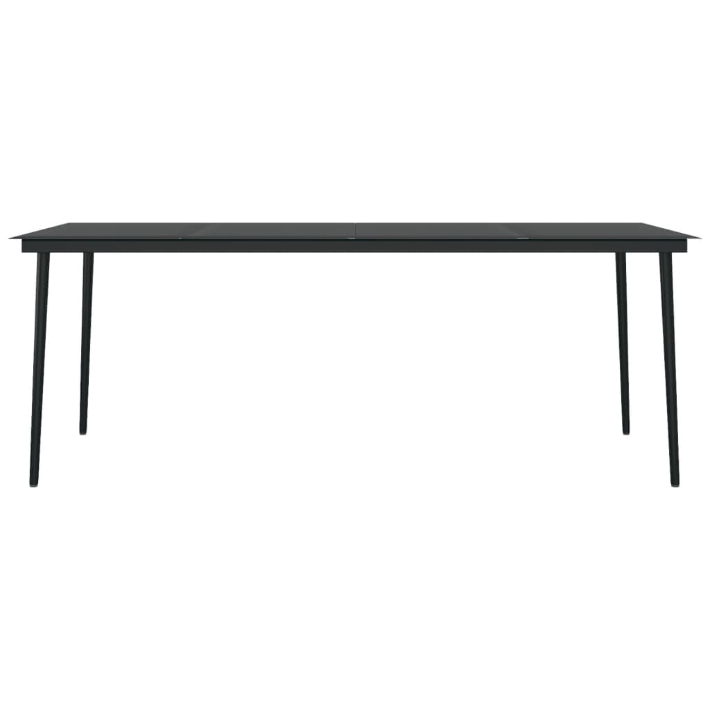 Tuintafel 200x100x74 cm staal en glas zwart