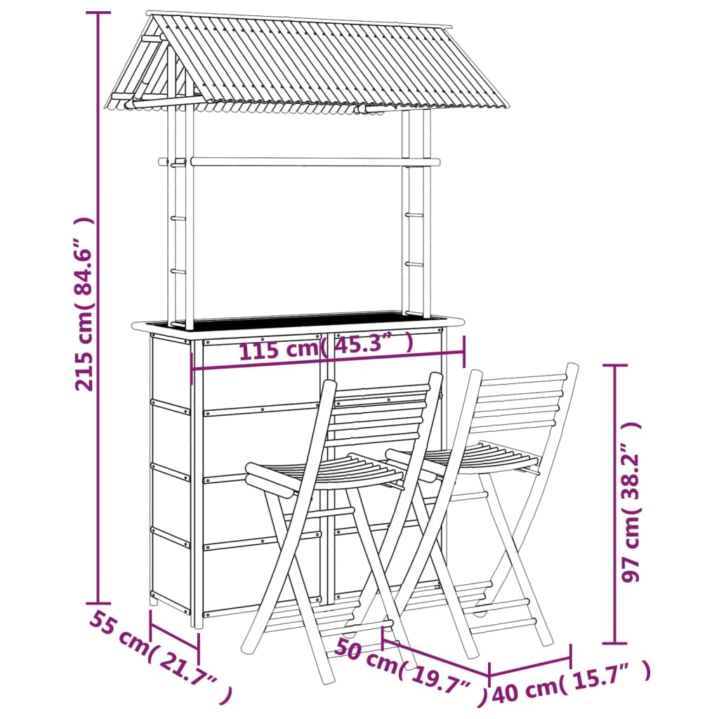 3-delige Barset bamboe