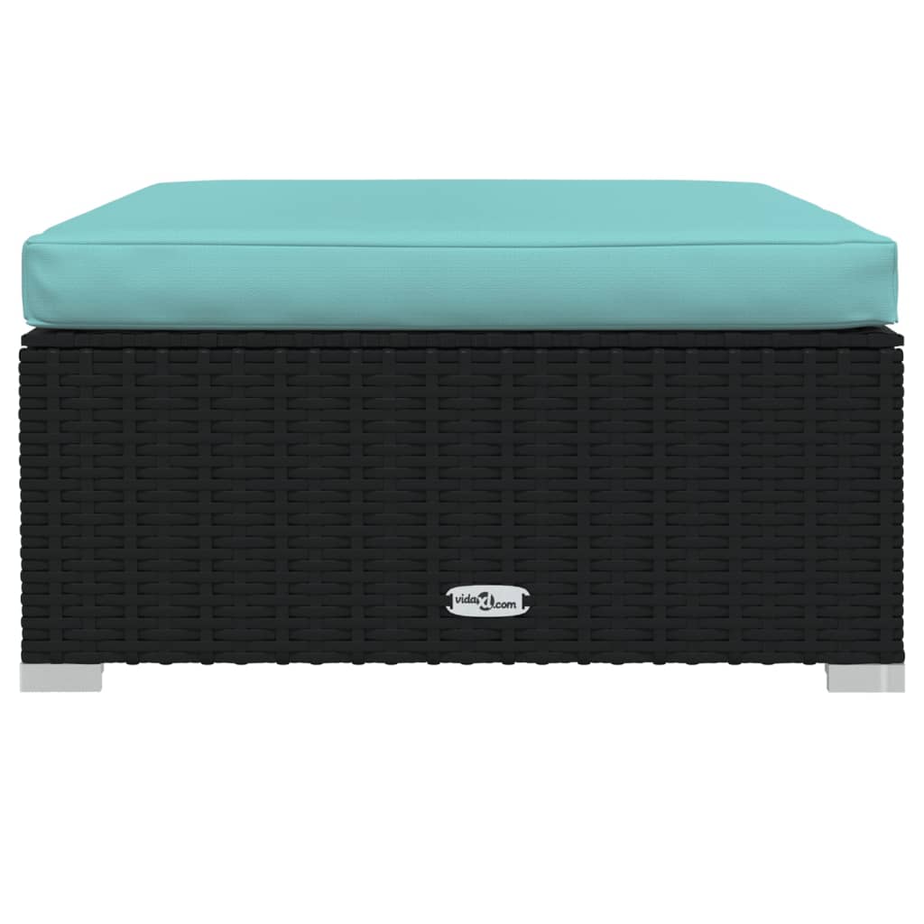 10-delige Loungeset met kussens poly rattan zwart