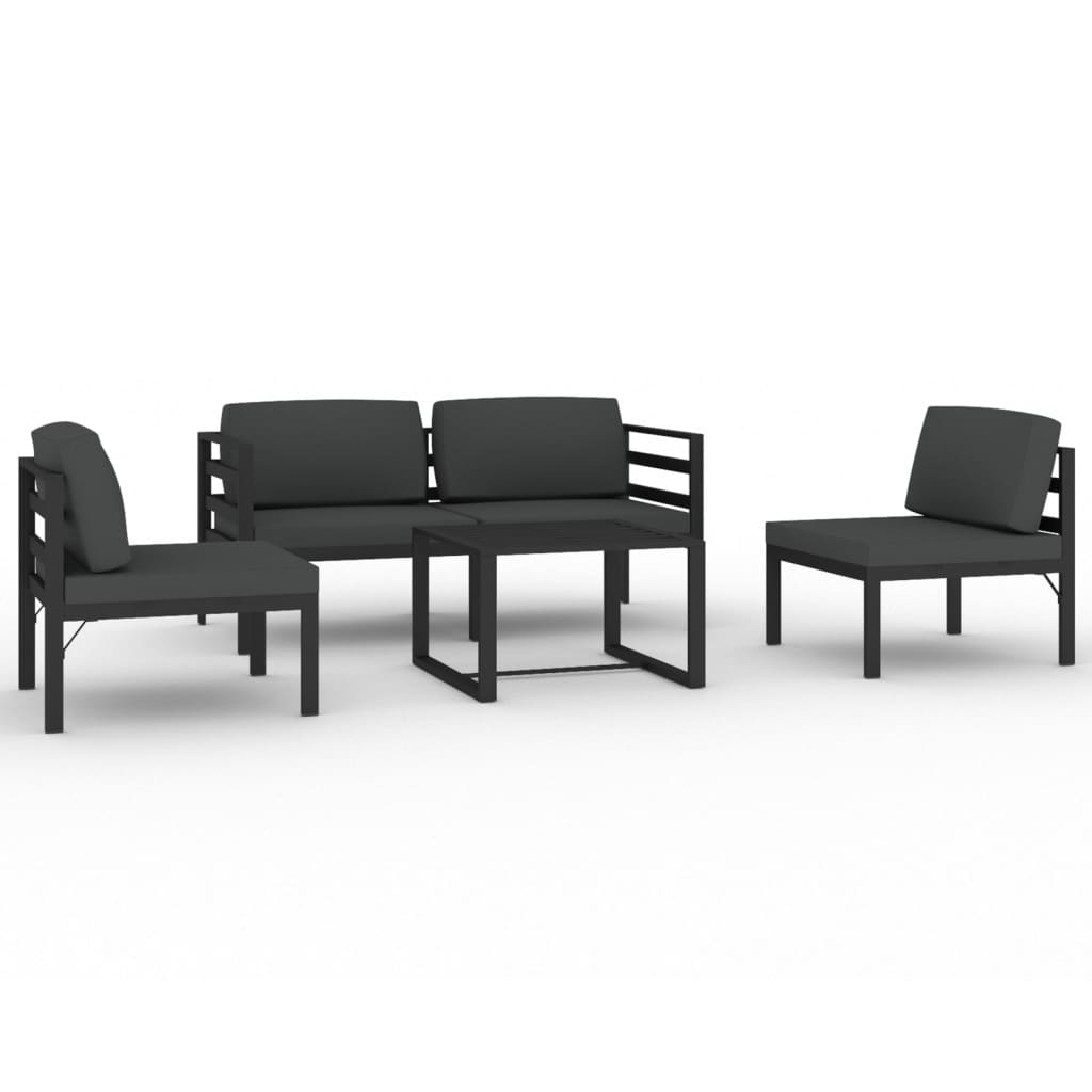 5-delige Loungeset met kussens aluminium antracietkleurig