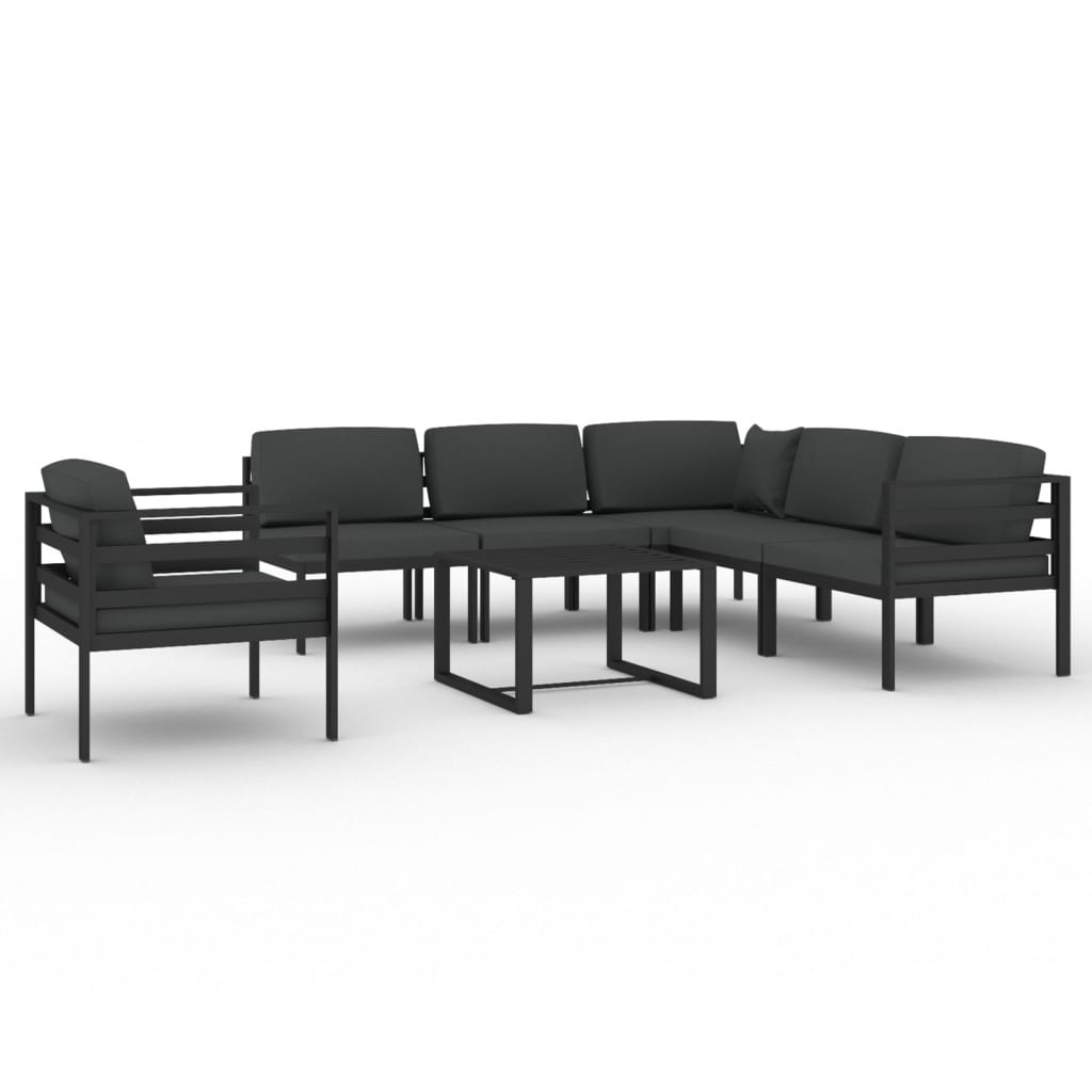 7-delige Loungeset met kussens aluminium antracietkleurig