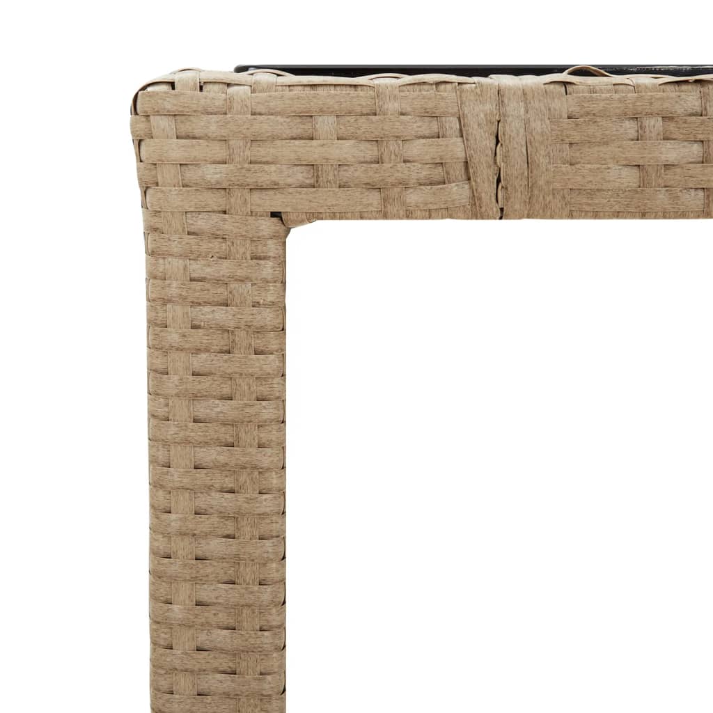 Tuintafel met glazen blad poly rattan en gehard glas beige