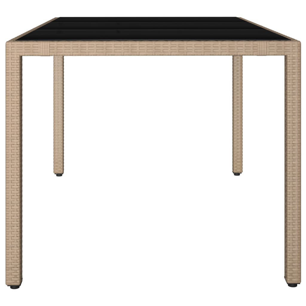 Tuintafel met glazen blad poly rattan en gehard glas beige
