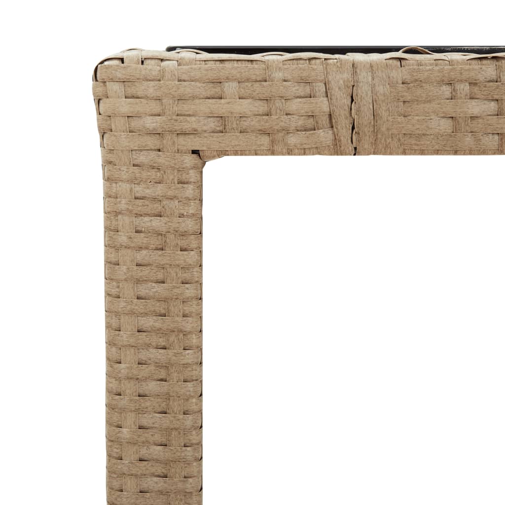 Tuintafel met glazen blad poly rattan en gehard glas beige