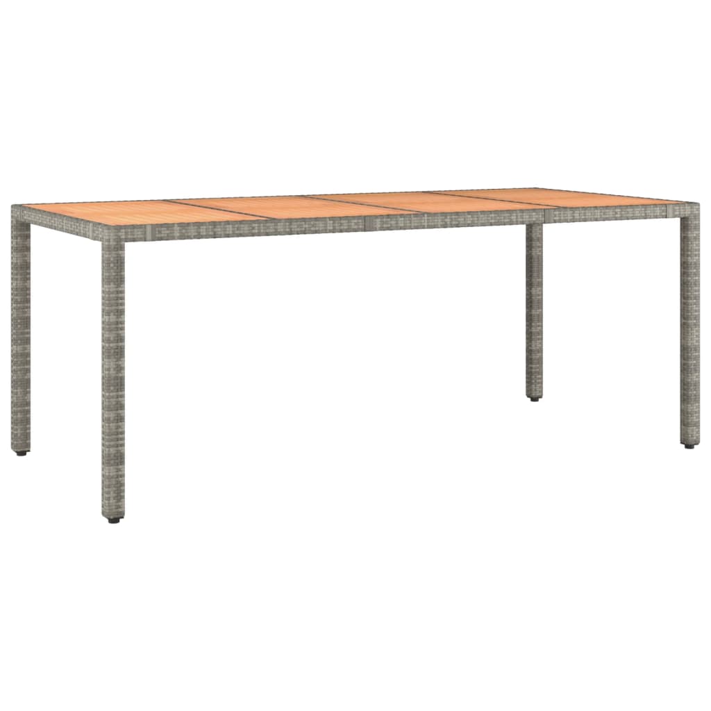 Tuintafel met houten blad poly ratten en acaciahout grijs