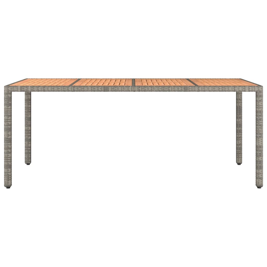 Tuintafel met houten blad poly ratten en acaciahout grijs