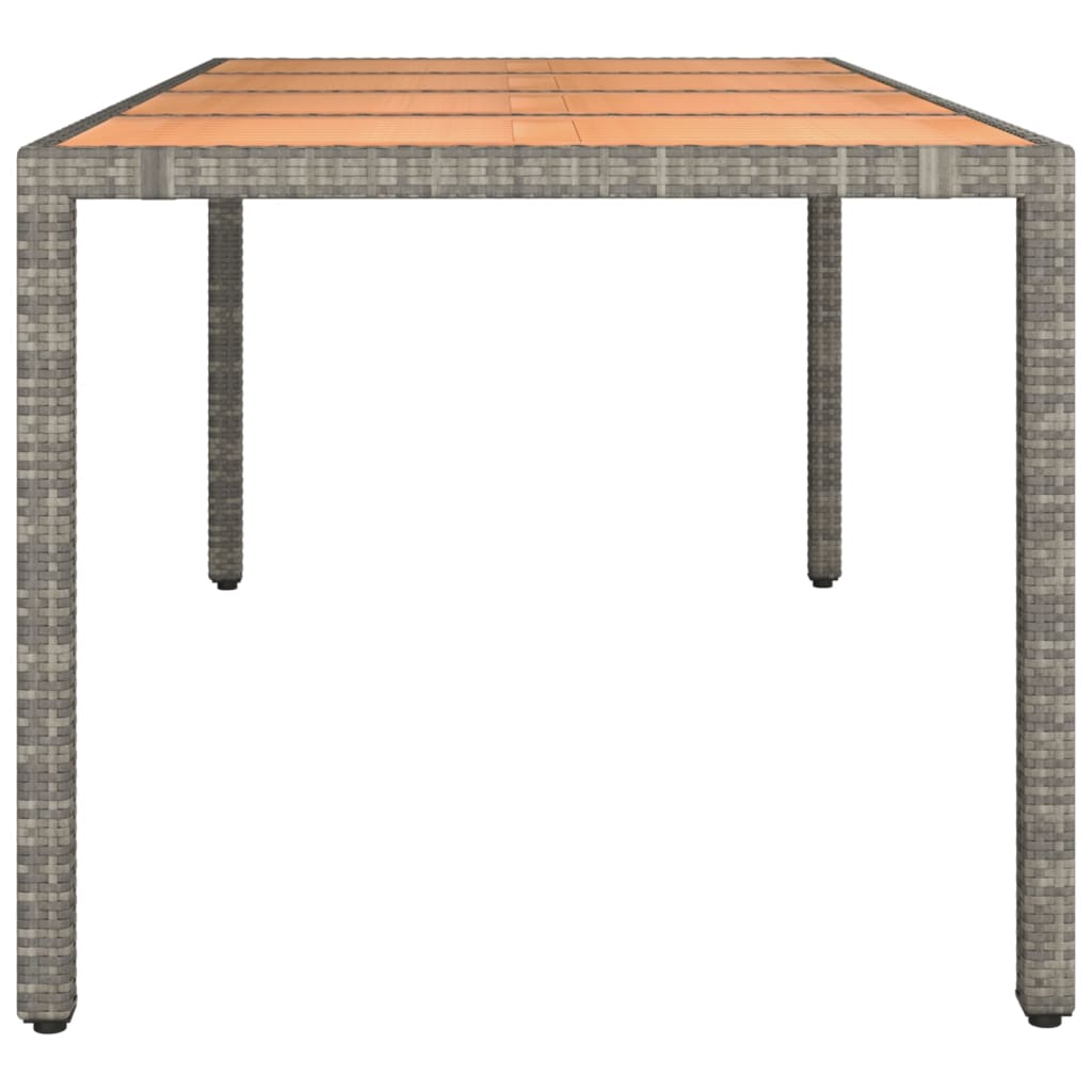 Tuintafel met houten blad poly ratten en acaciahout grijs