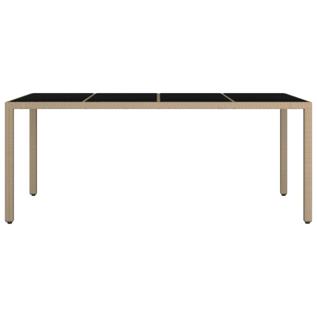 Tuintafel met glazen blad poly rattan en gehard glas beige