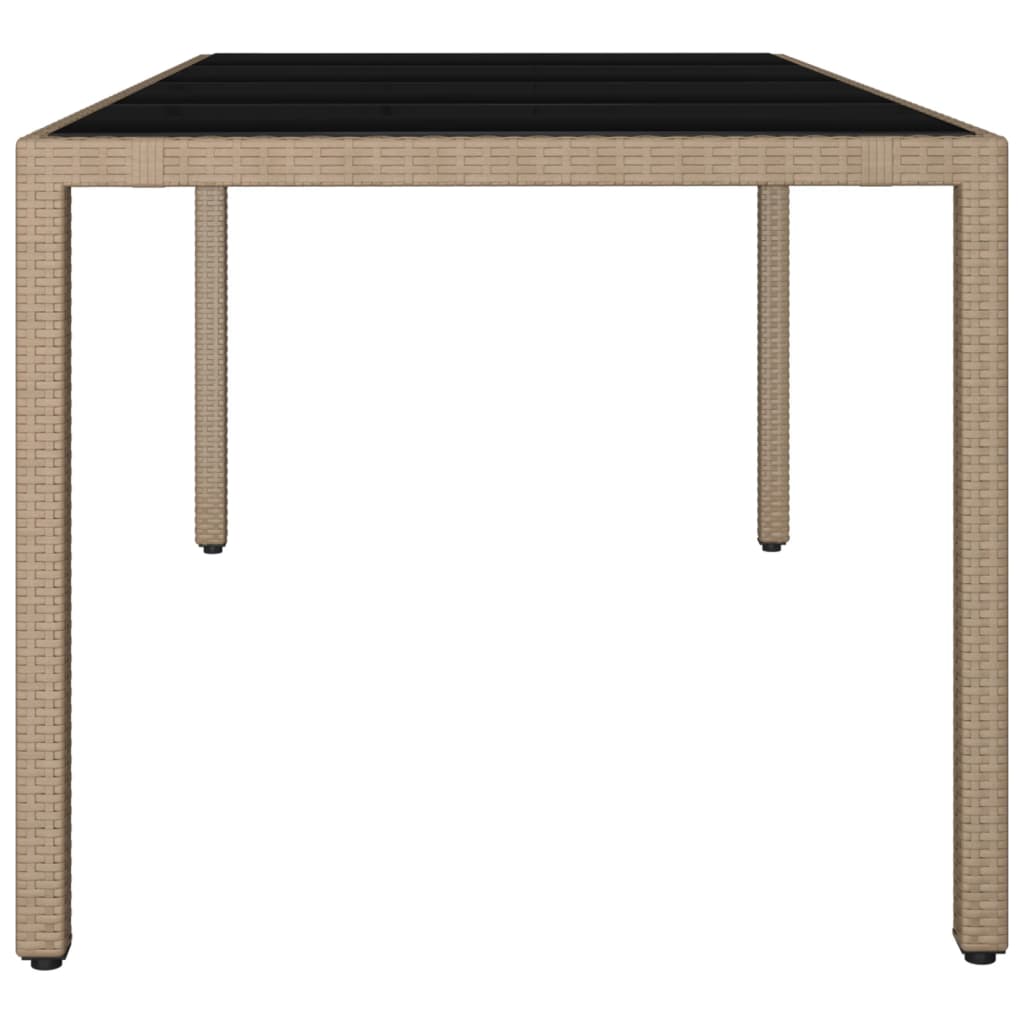Tuintafel met glazen blad poly rattan en gehard glas beige