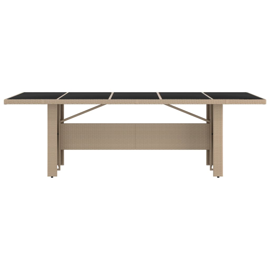 Tuintafel met glazen blad poly rattan en gehard glas beige