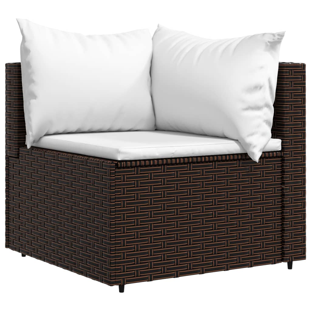 4-delige Loungeset met kussens poly rattan bruin