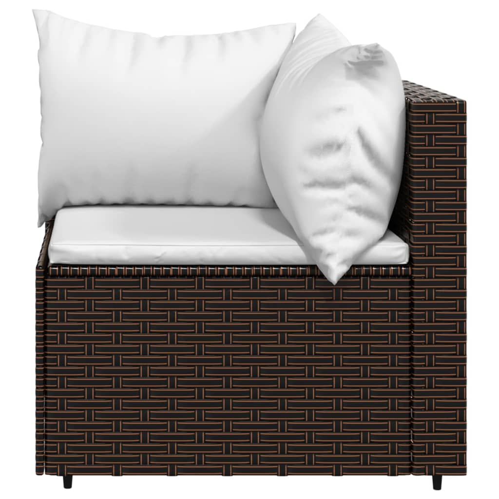4-delige Loungeset met kussens poly rattan bruin