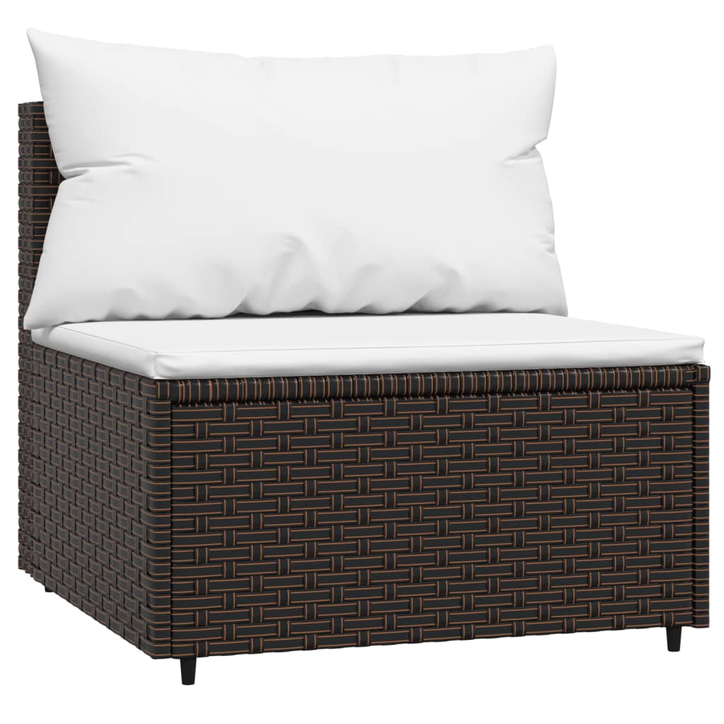 4-delige Loungeset met kussens poly rattan bruin