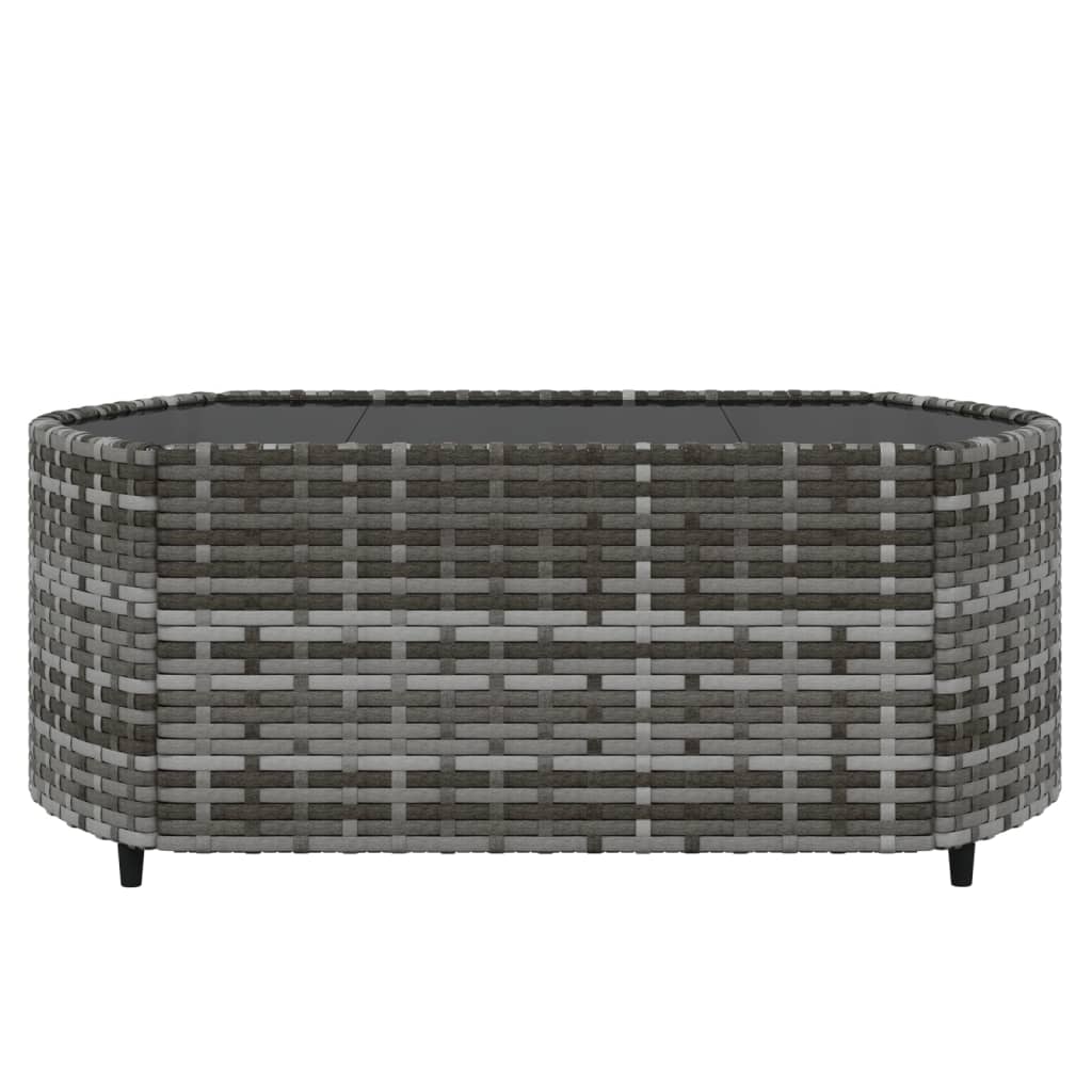 3-delige Loungeset met kussens poly rattan grijs