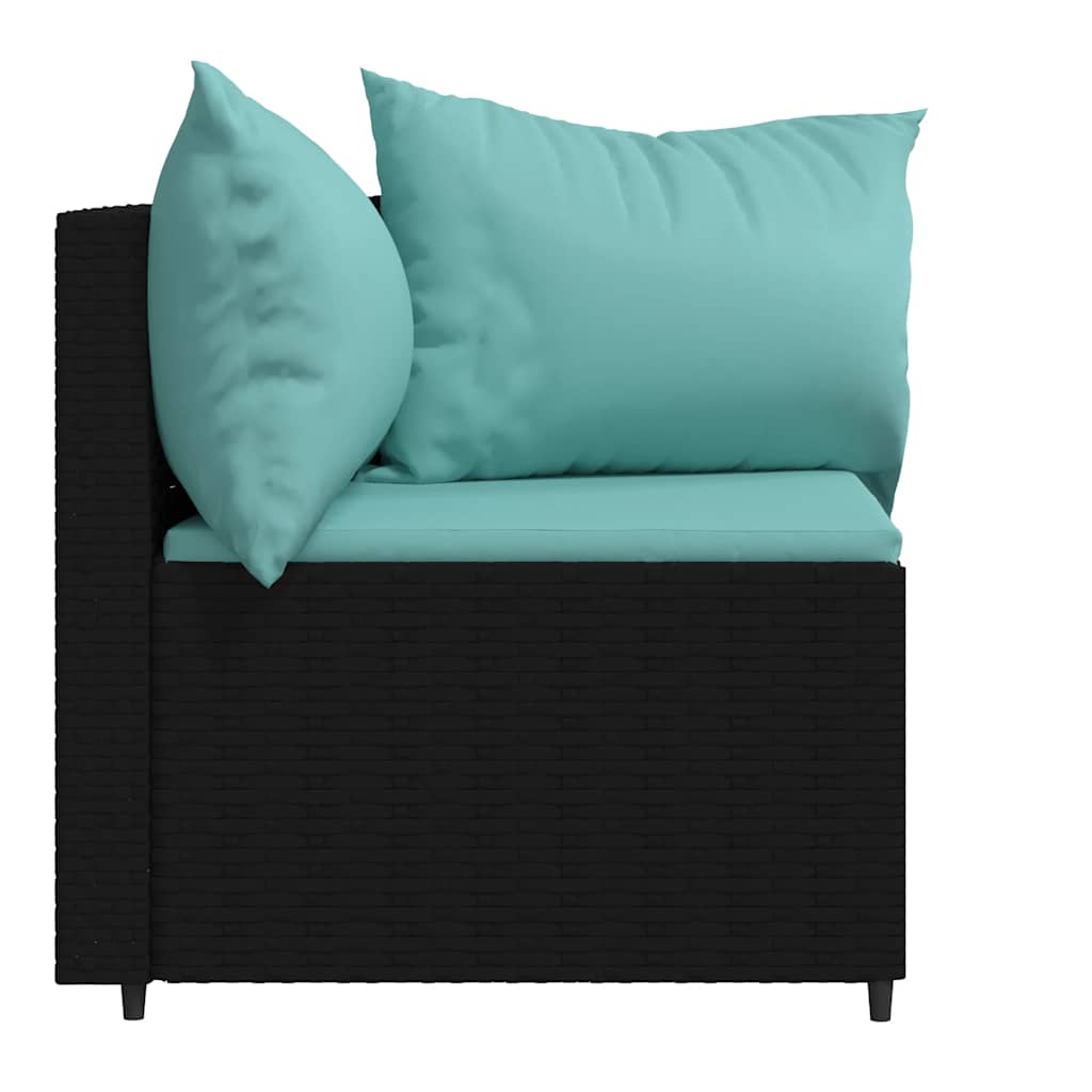 Tuinhoekbanken met kussens 2 st poly rattan zwart