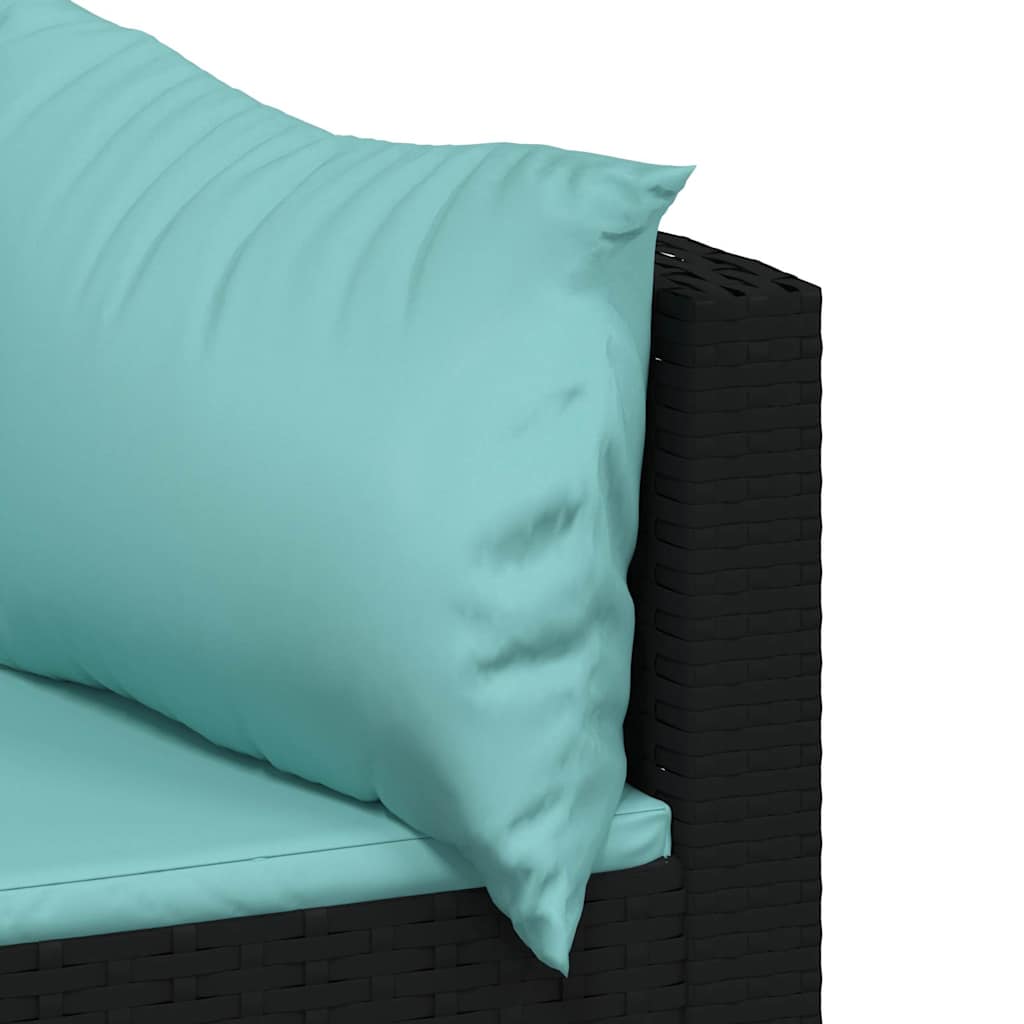 Tuinhoekbanken met kussens 2 st poly rattan zwart