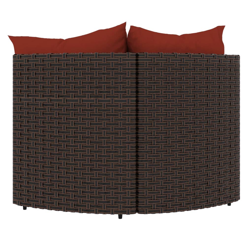 Tuinhoekbanken met kussens 2 st poly rattan bruin