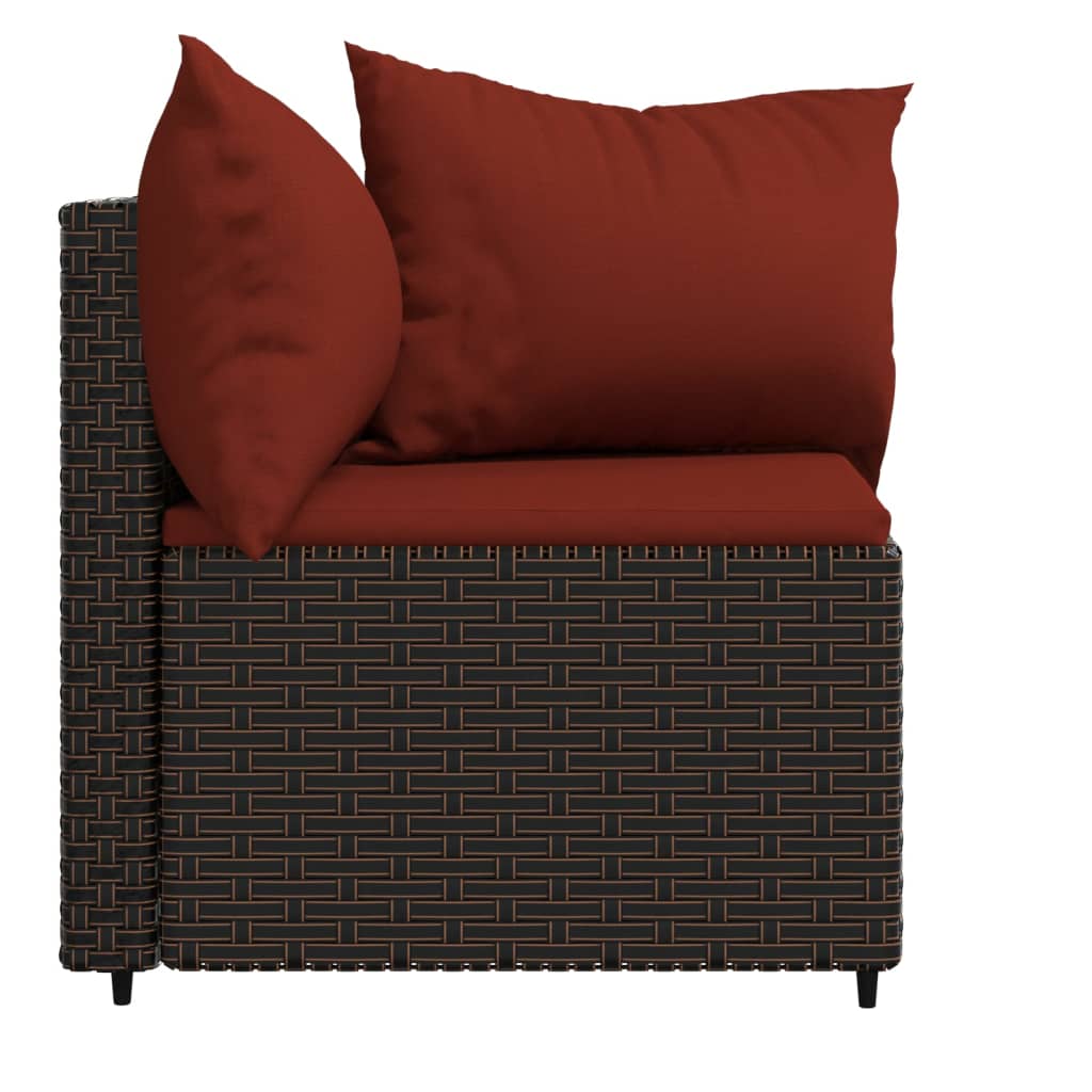 Tuinhoekbanken met kussens 2 st poly rattan bruin