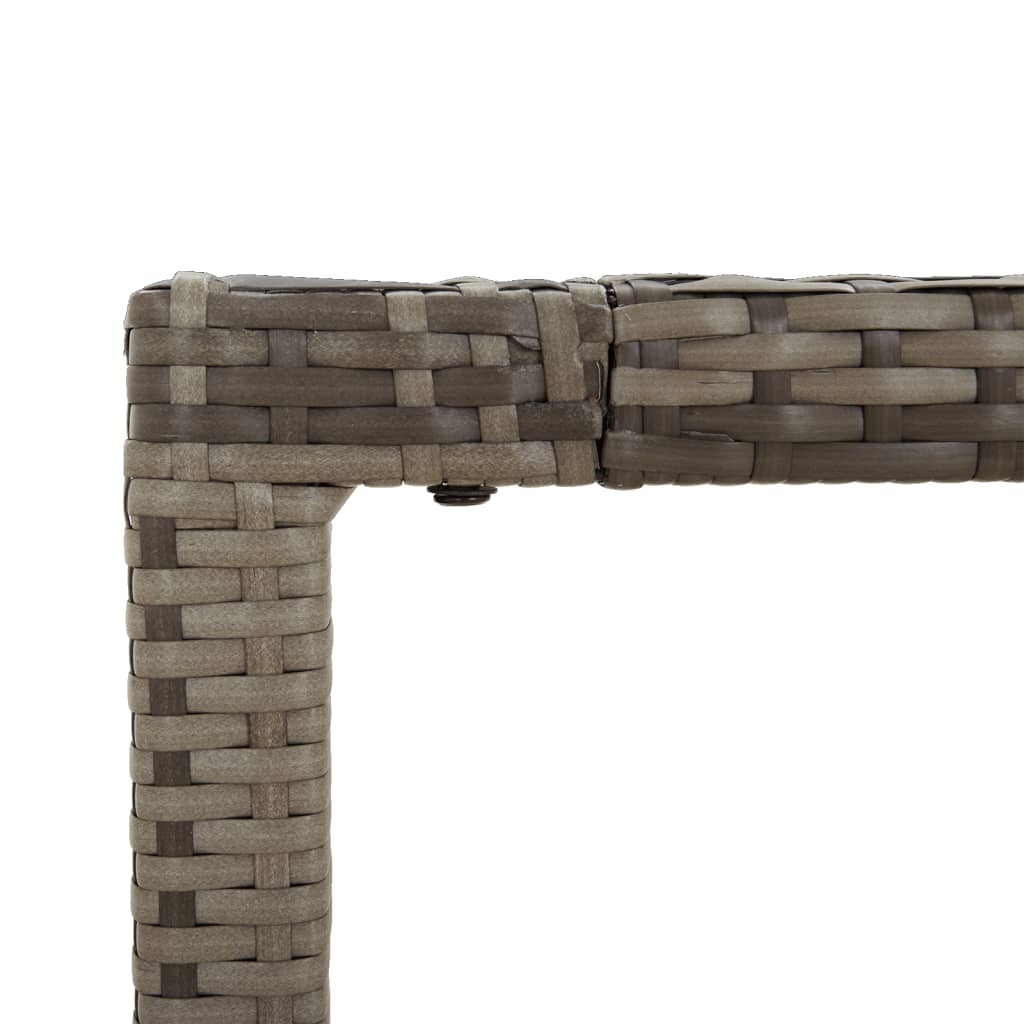 Tuintafel met glazen blad 150x90x75 cm poly rattan grijs
