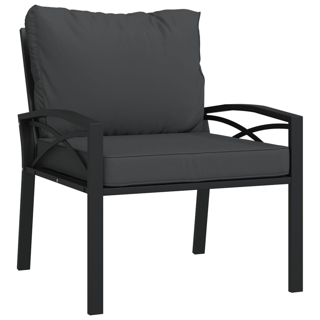 Tuinstoel met grijze kussens 68x76x79 cm staal
