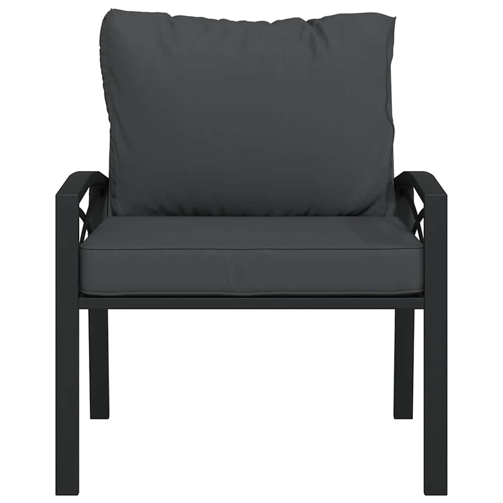 Tuinstoel met grijze kussens 68x76x79 cm staal