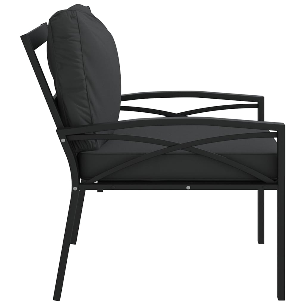 Tuinstoel met grijze kussens 68x76x79 cm staal