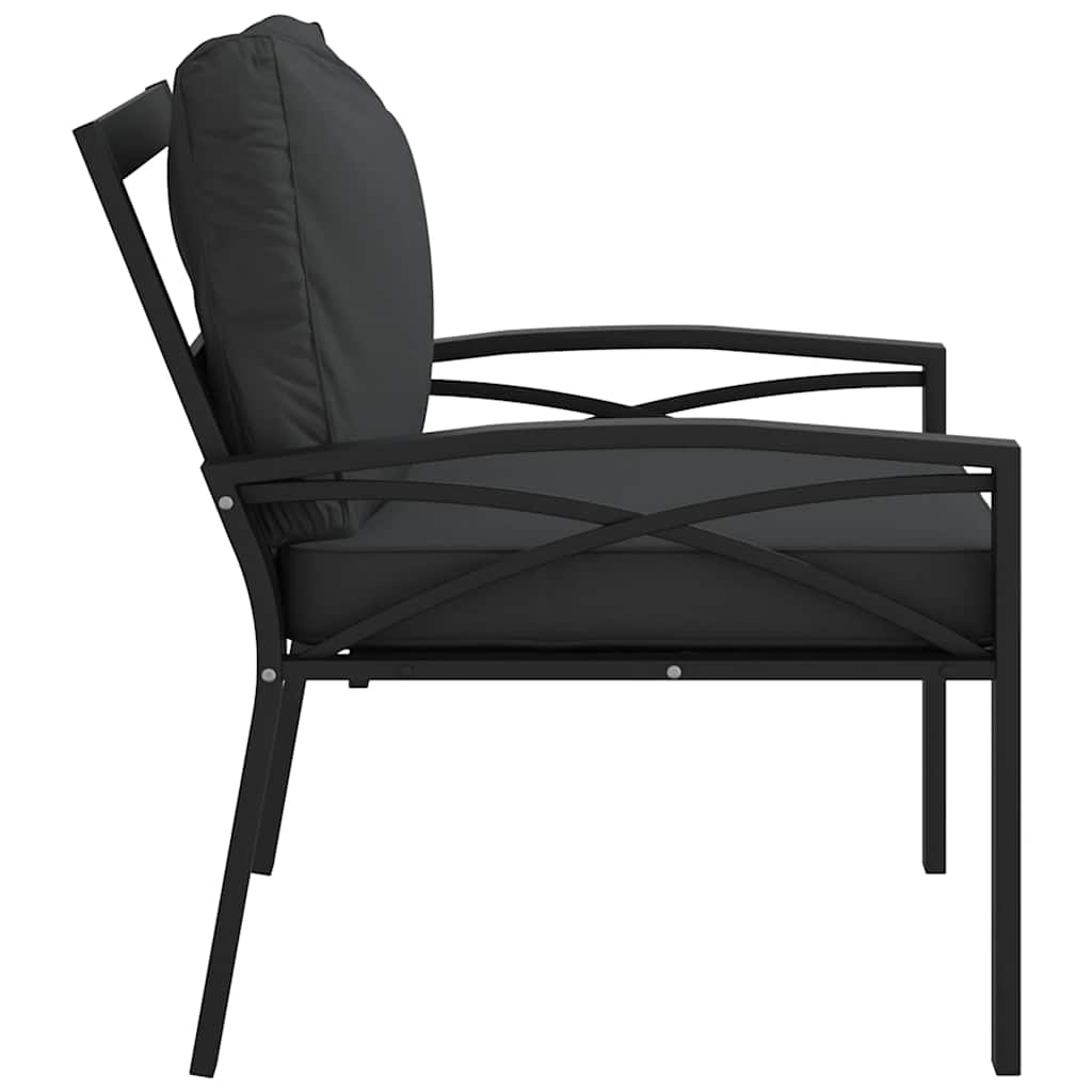 Tuinstoel met grijze kussens 68x76x79 cm staal