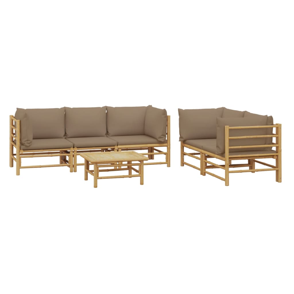 6-delige Loungeset met kussens bamboe taupe