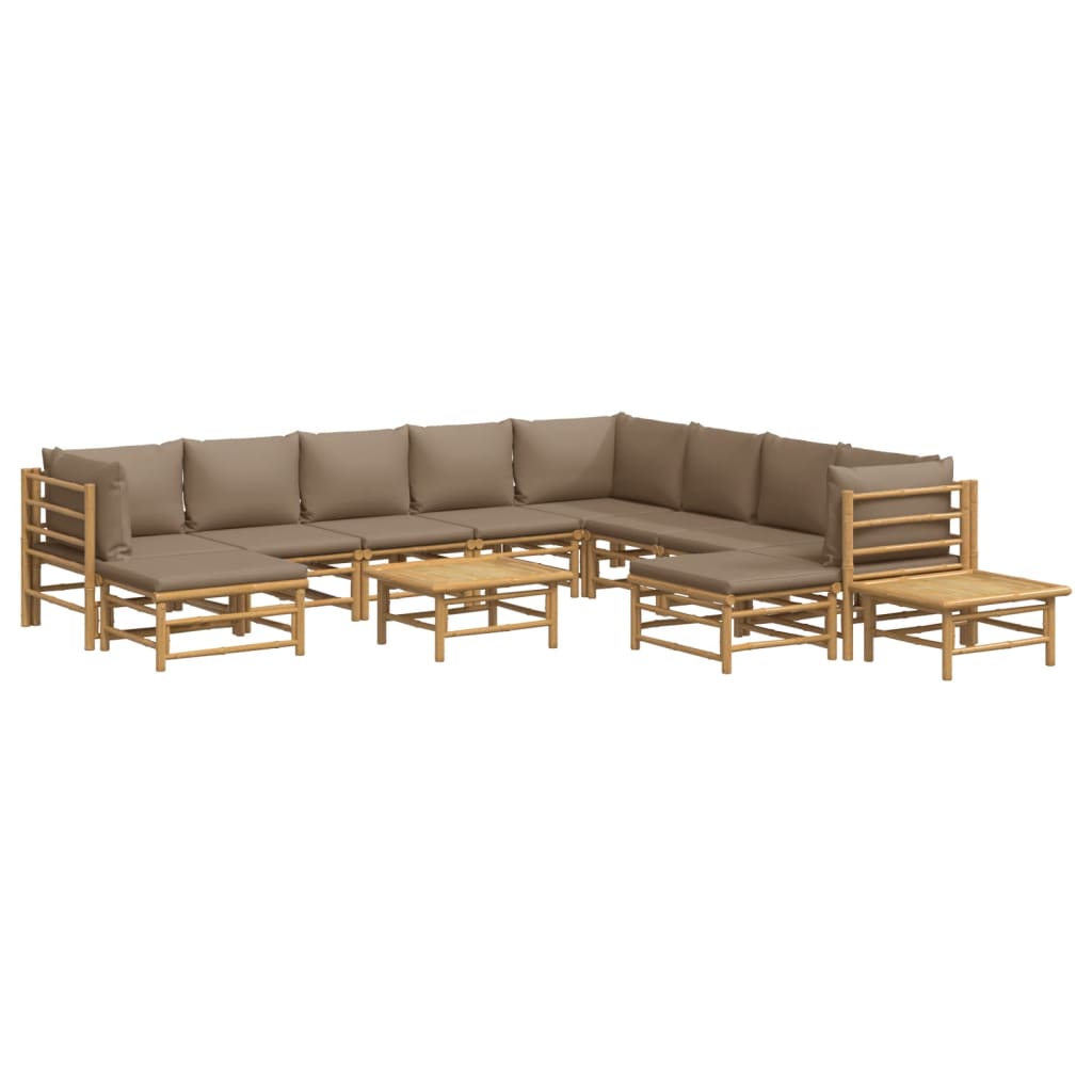 12-delige Loungeset met kussens bamboe taupe