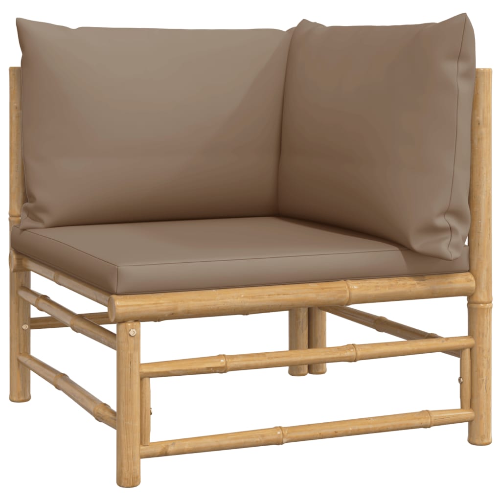 12-delige Loungeset met kussens bamboe taupe