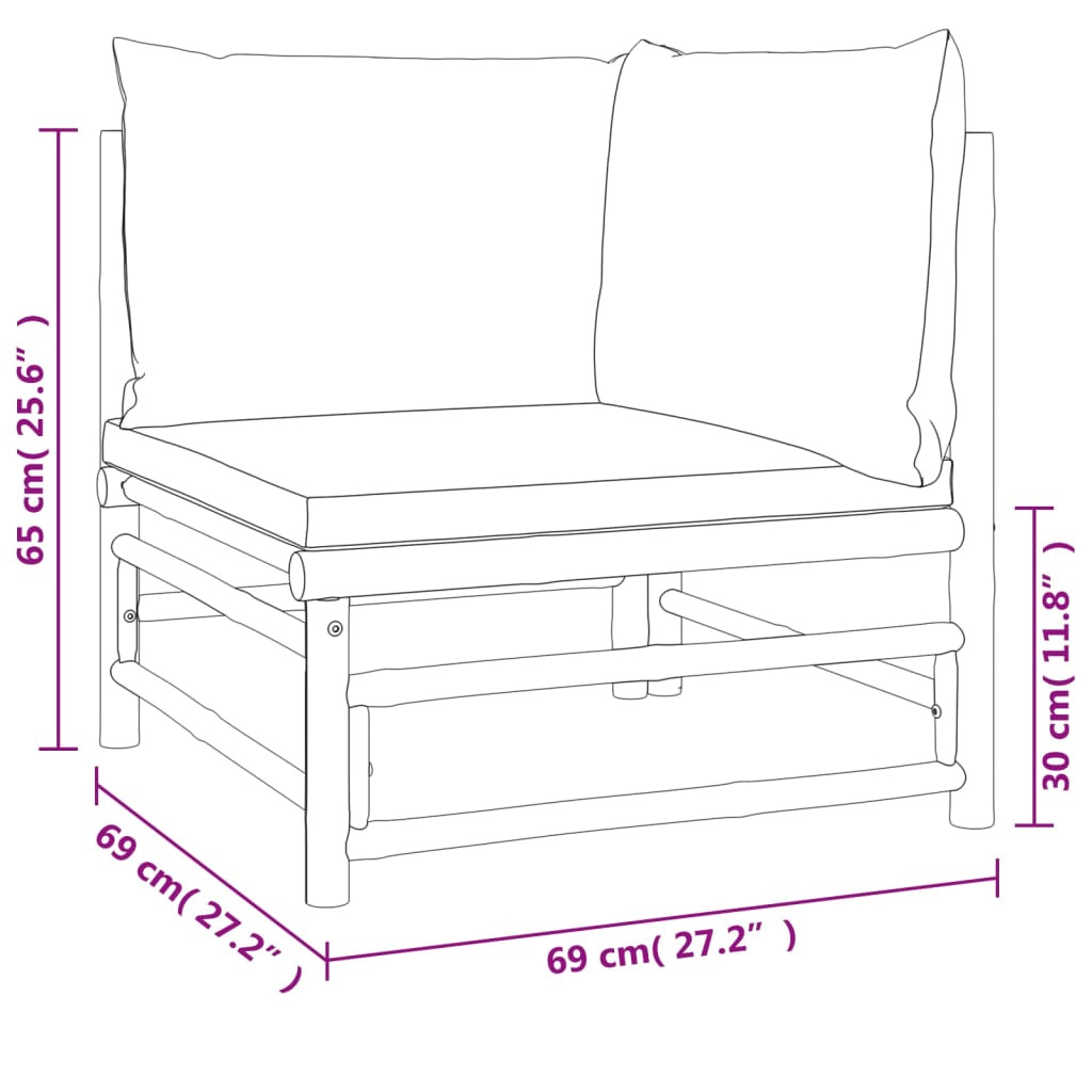 12-delige Loungeset met kussens bamboe taupe