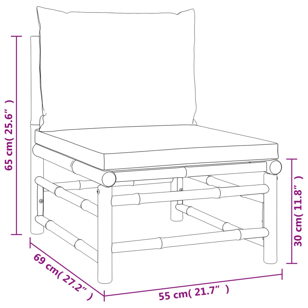 12-delige Loungeset met kussens bamboe taupe