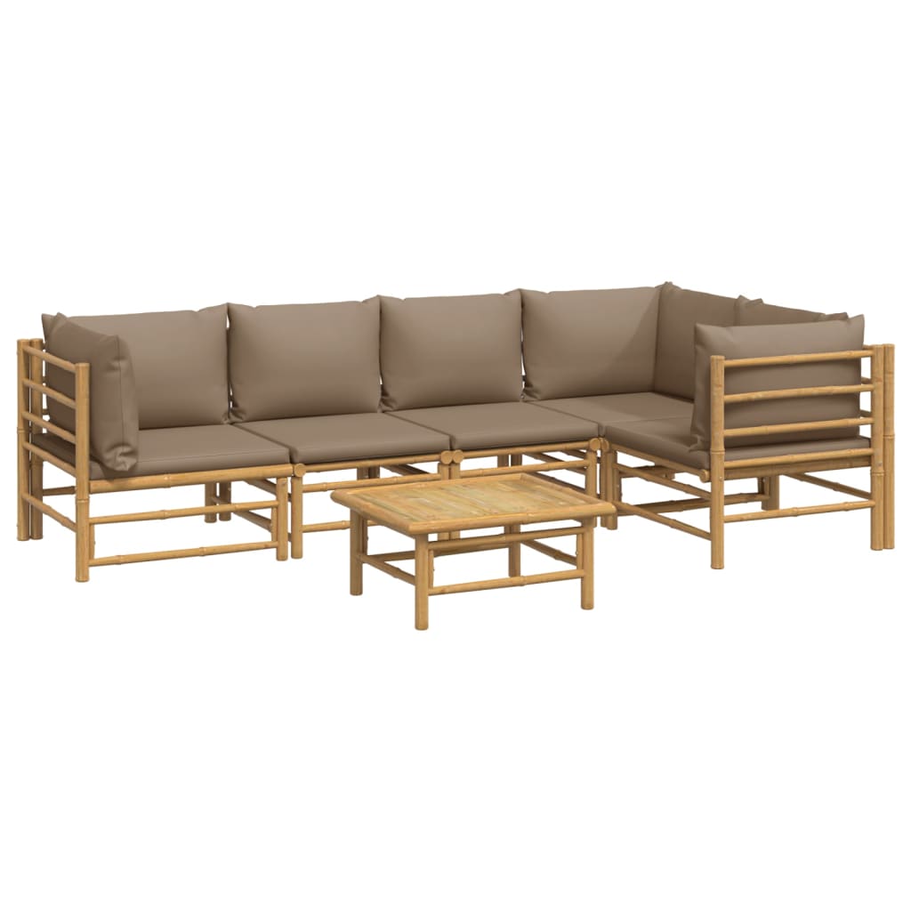 6-delige Loungeset met kussens bamboe taupe