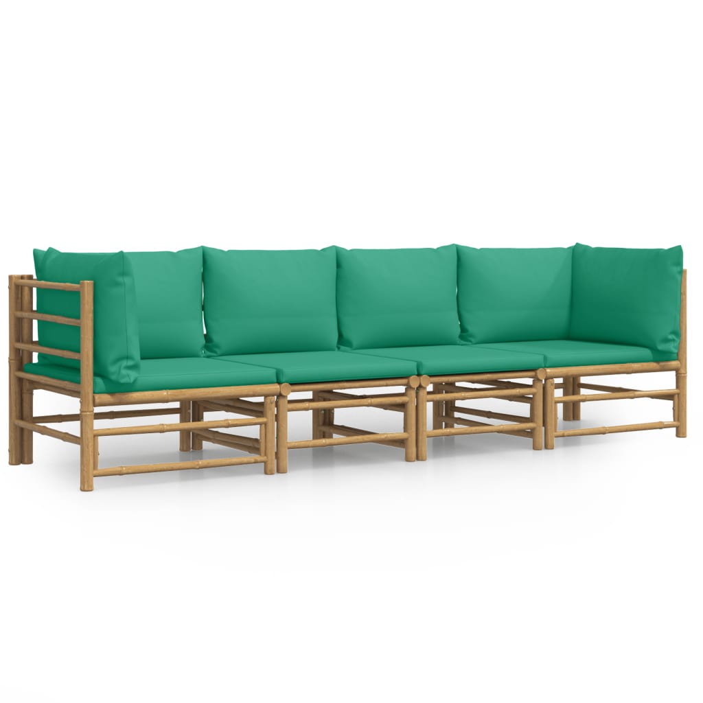 4-delige Loungeset met kussens bamboe groen
