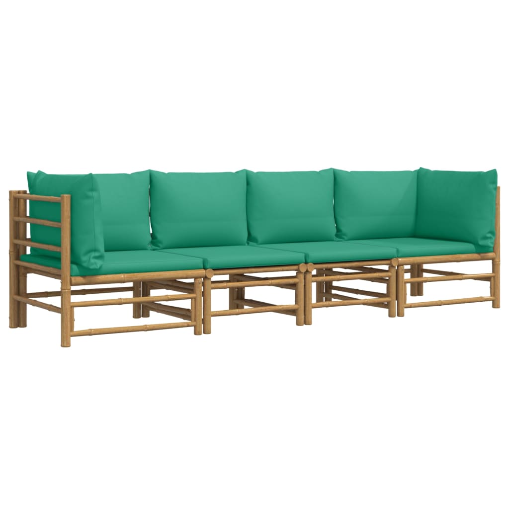 4-delige Loungeset met kussens bamboe groen