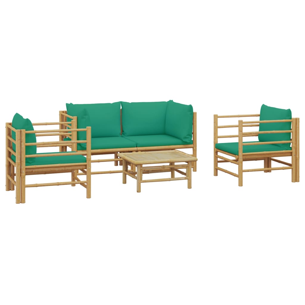 5-delige Loungeset met kussens bamboe groen