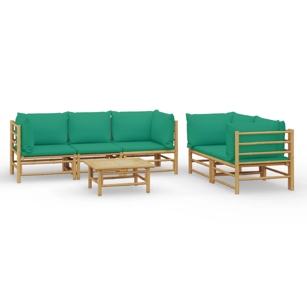 6-delige Loungeset met kussens bamboe groen