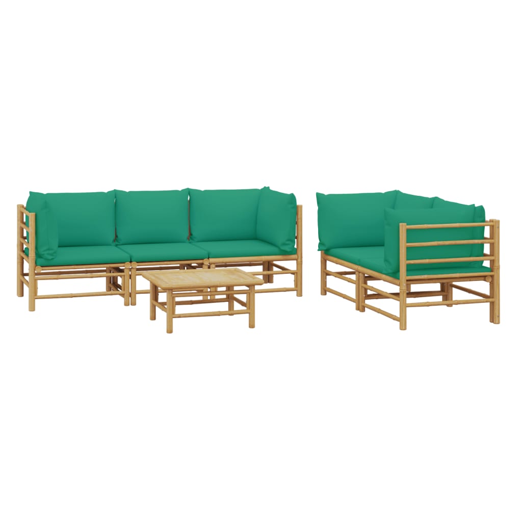 6-delige Loungeset met kussens bamboe groen