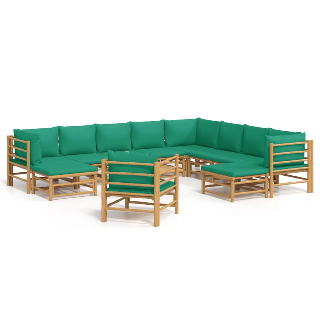 12-delige Loungeset met kussens bamboe groen